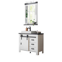 BADMÖBEL-SET 4-teilig weiß Pinie, anthrazit, Badkombination mit Waschbecken und LED - Anthrazit/Weiß, Holzwerkstoff/Metall (95/210/43cm) - Furn.Design