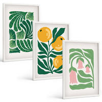 BILDER SET 3er Set - 40x60 cm Weißer Rahmen - Minimalistische Pflanzenmuster - Weiß, Kunststoff (40/60cm) - TULUP