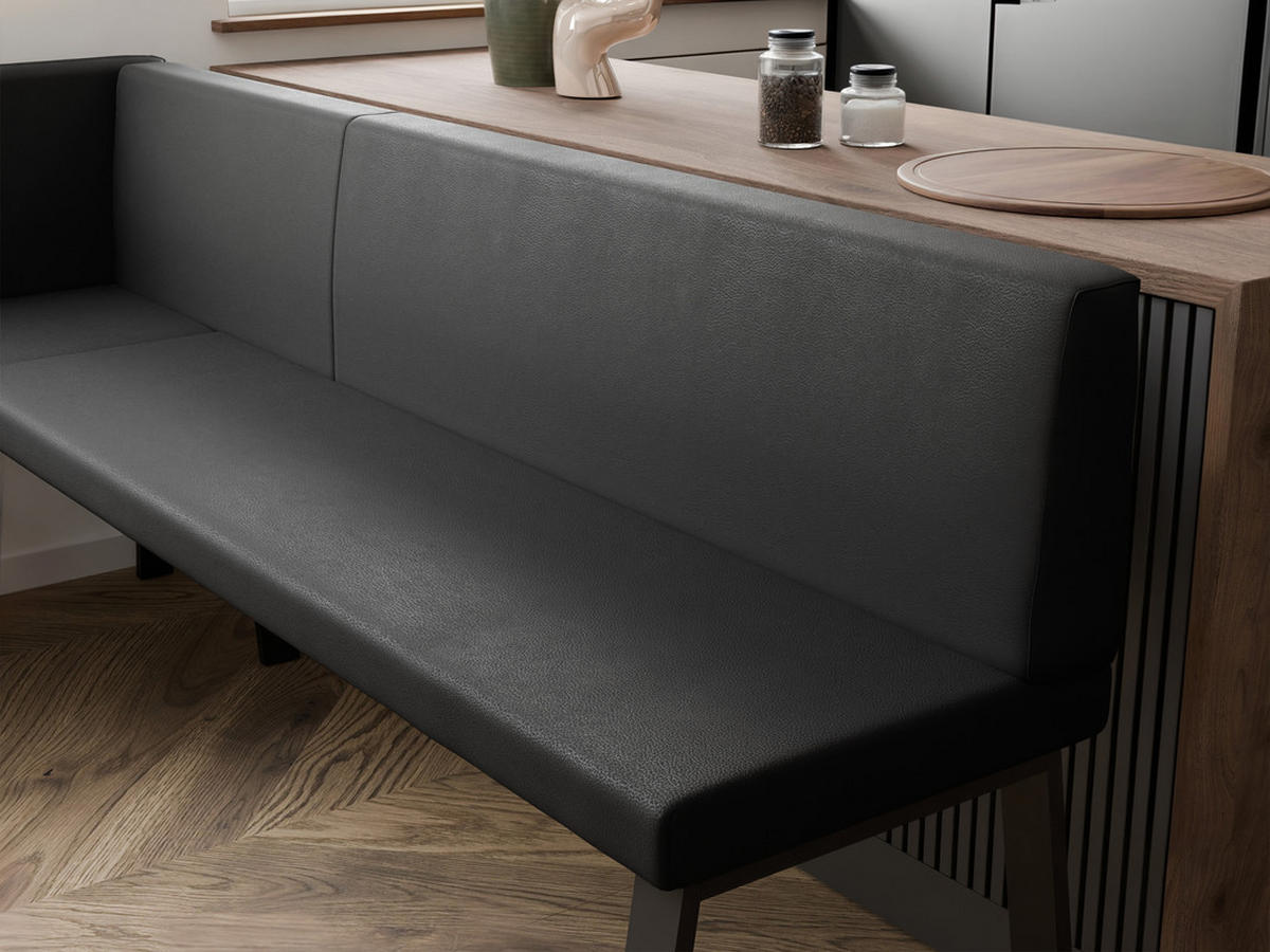 ECKBANK links MONO Y Kunstleder glatt, 128/168 cm Schwarz - Schwarz, Kunststoff/Textil (128/168cm) - Idohome