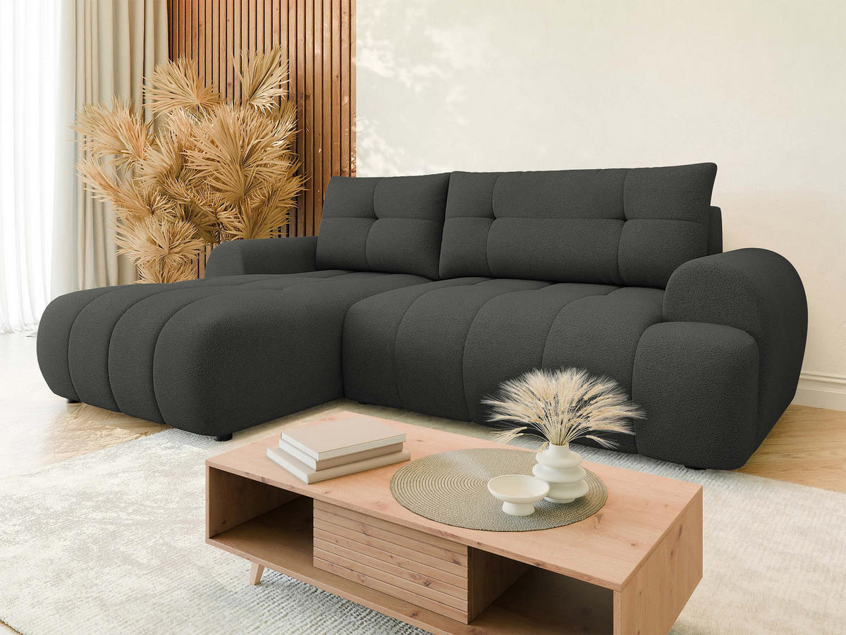ECKSOFA Fiorano, Seite: Links - Anthrazit/Schwarz, Holz/Kunststoff (265/177cm) - MIRJAN24