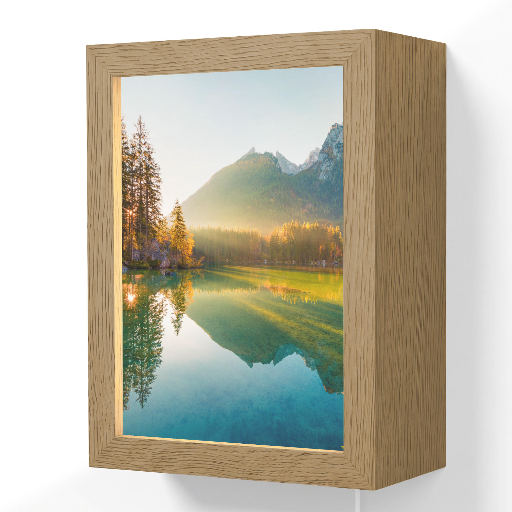 OnlyWow NÁSTĚNNÁ LAMPA Jezero - Les - Hory - Příroda - Slunce - Krajina 15x20 cm