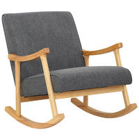 SCHAUKELSTUHL Stoff hellgrau - Hellgrau, Holz/Textil (67/82/92cm) - CLP