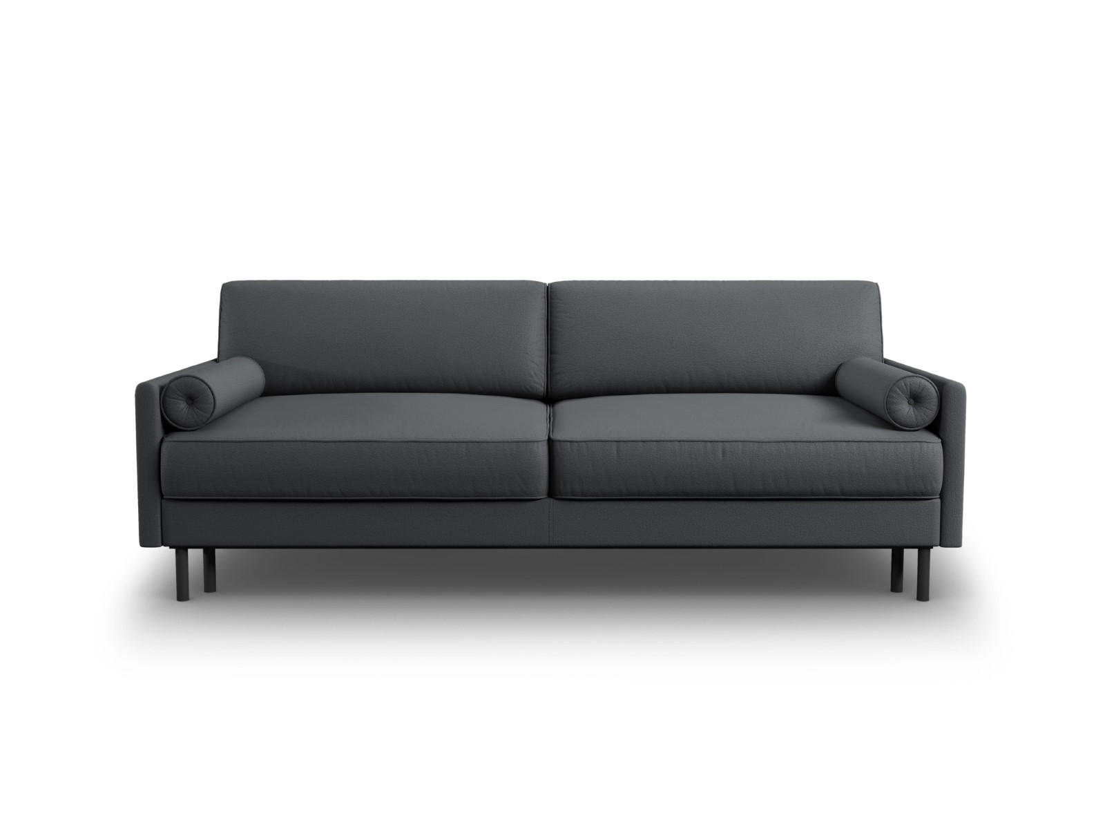 AUSKLAPPBARES-SOFA mit Bettkasten Scott aus strukturiertem Stoff dunkelgrau 3 Sitzplätze - Dunkelgrau, Textil (97/87/212cm) - Micadoni