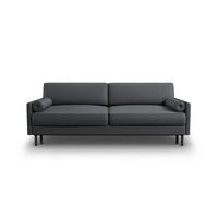 AUSKLAPPBARES-SOFA mit Bettkasten Scott aus strukturiertem Stoff dunkelgrau 3 Sitzplätze - Dunkelgrau, Textil (97/87/212cm) - Micadoni