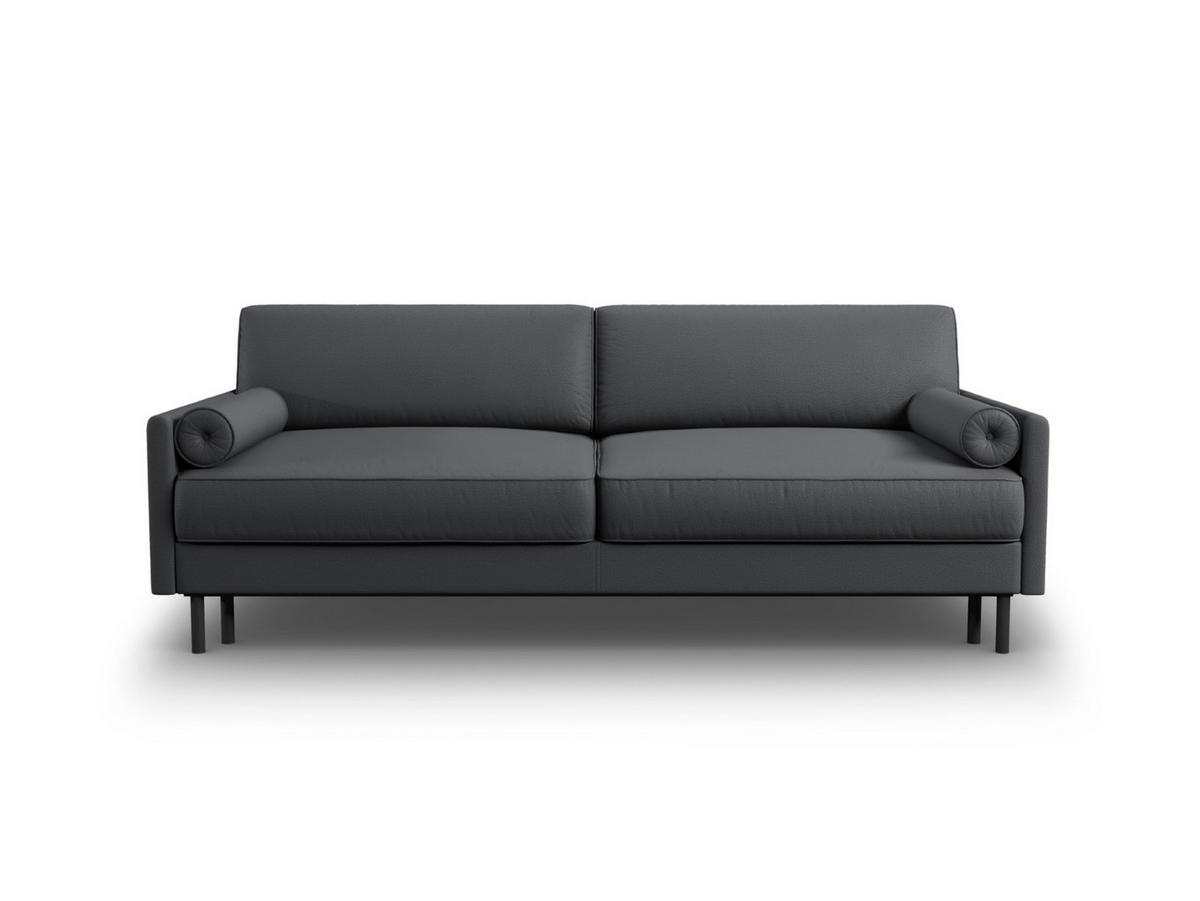 AUSKLAPPBARES-SOFA mit Bettkasten Scott aus strukturiertem Stoff dunkelgrau 3 Sitzplätze - Dunkelgrau, Textil (97/87/212cm) - Micadoni