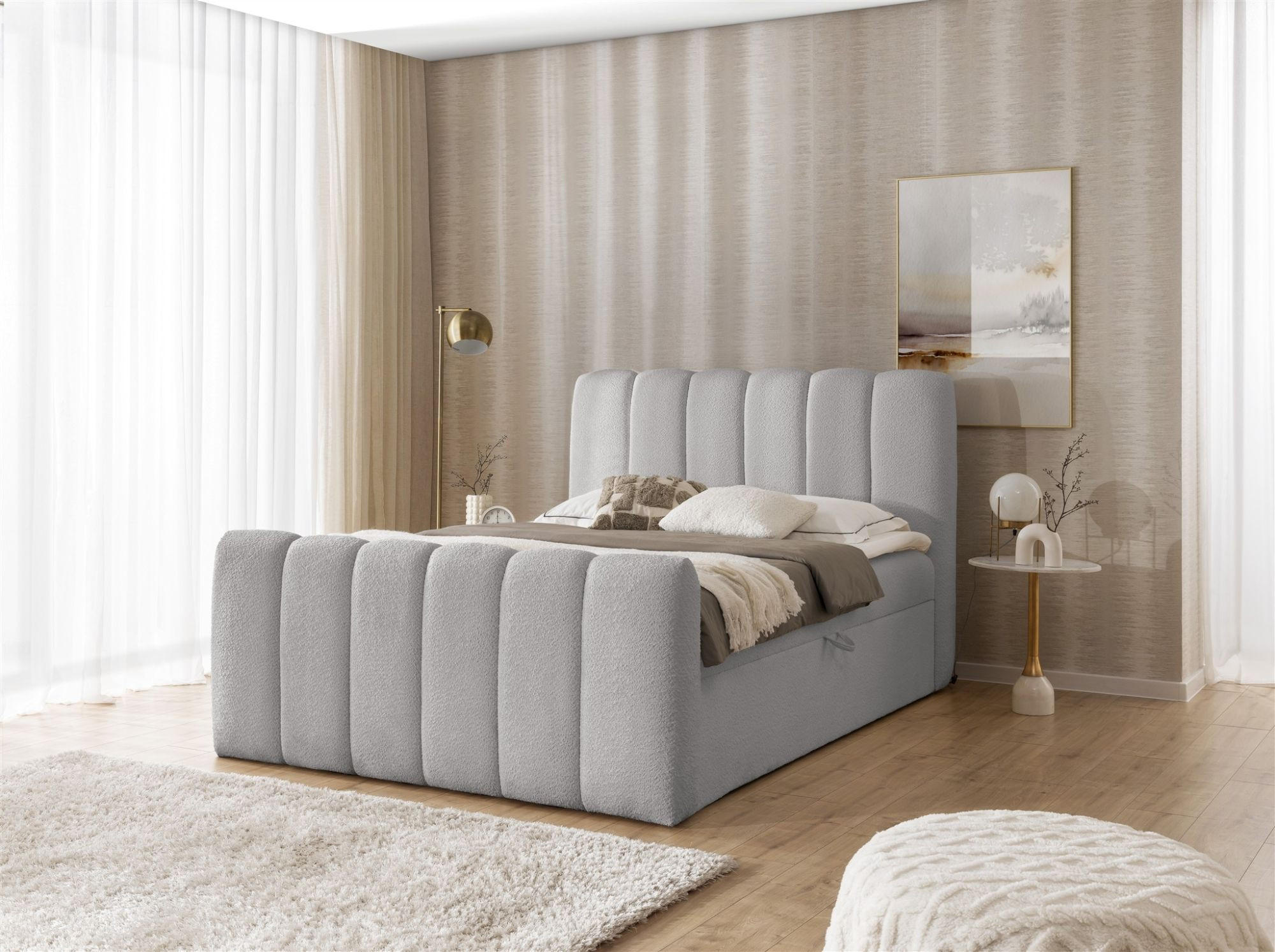 BOXBETT Denis Premium - Silberfarben, Holzwerkstoff/Textil (120/200cm) - Fun Möbel