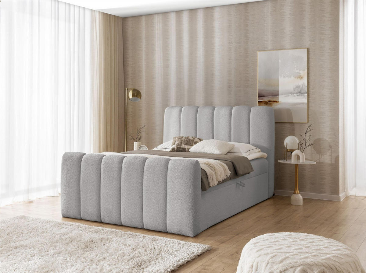BOXBETT Denis - Silberfarben, Holzwerkstoff/Textil (180/200cm) - Fun Möbel