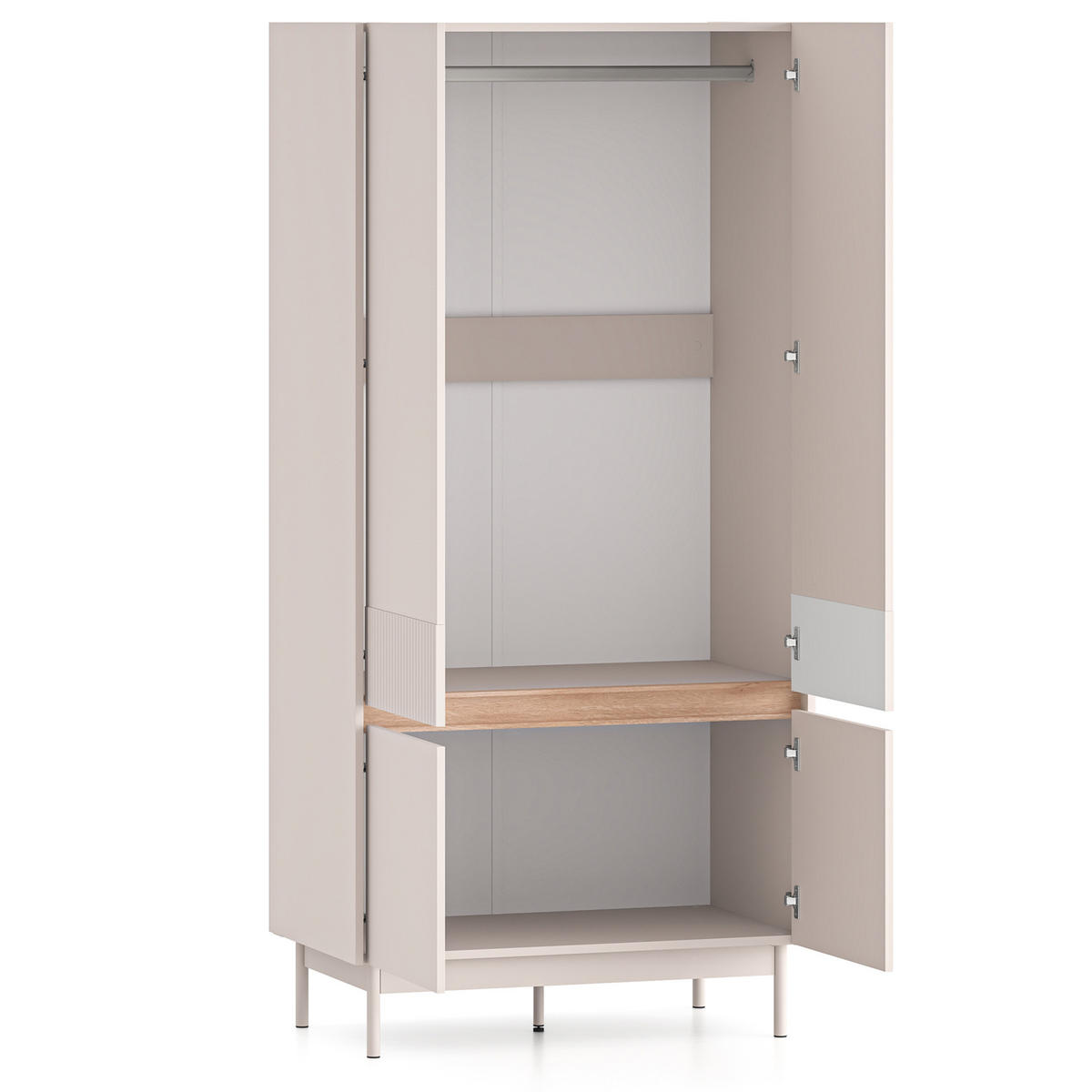 KLEIDERSCHRÄNK NALIA, Creme/Eiche - Eichefarben/Creme, Holzwerkstoff/Metall (92/193/53cm) - KONSIMO®