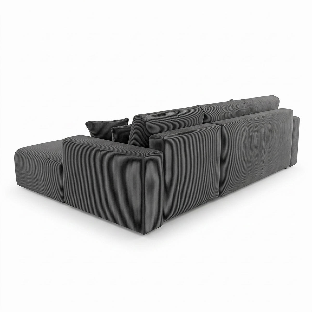 ECKSOFA PULA CORD GRAU L - Links - Schwarz/Grau, Kunststoff/Textil (187/279cm) - Luxkor24