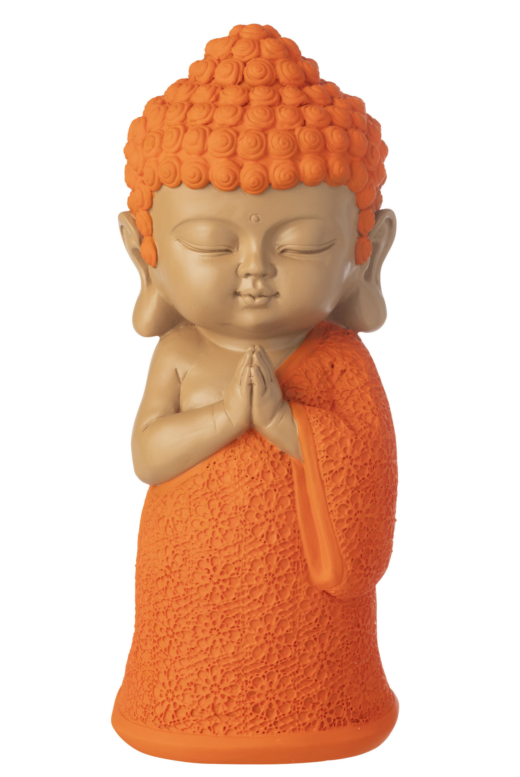 DEKOOBJEKT MÖNCH BETEND - Orange, Glas/Naturmaterialien (13.5/32.5/13.5cm) - J-Line