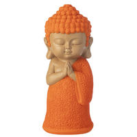DEKOOBJEKT MÖNCH BETEND - Orange, Glas/Naturmaterialien (13.5/32.5/13.5cm) - J-Line