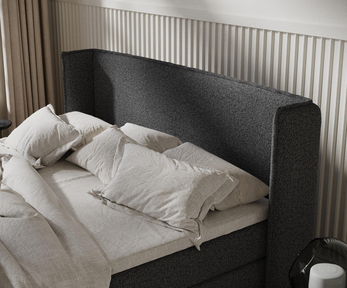 BOXSPRINGBETT Carizzo Schwarz 200/200 cm mit Matratze und Topper - Schwarz, Holz/Holzwerkstoff (200/200cm) - Maison de Reve