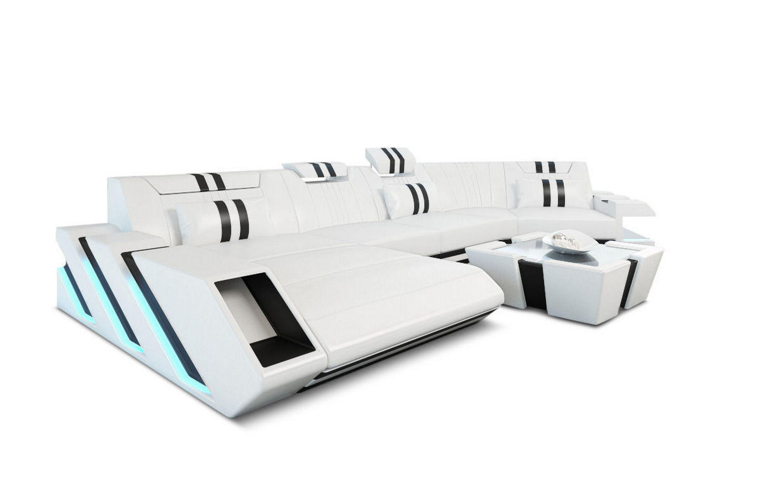 WOHNLANDSCHAFT Apollonia C - Weiß, Leder (420/78/190cm) - Sofa Dreams