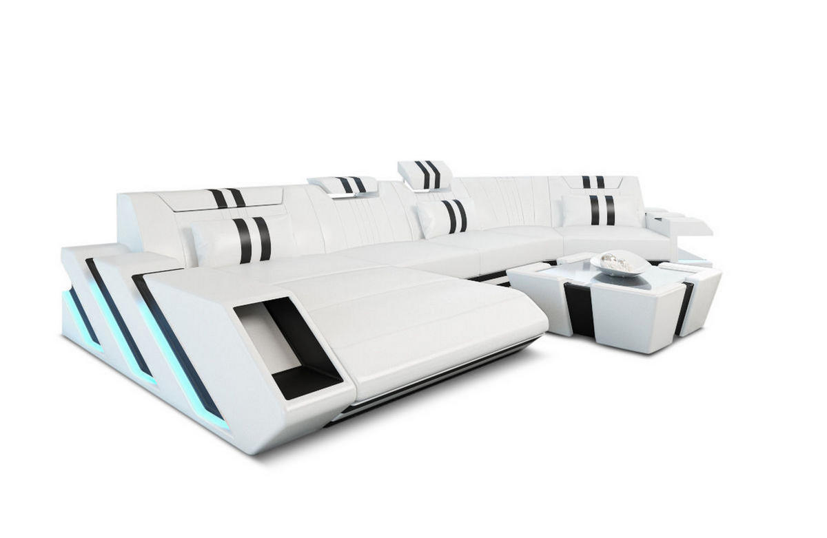 WOHNLANDSCHAFT Apollonia C - Weiß, Leder (420/78/190cm) - Sofa Dreams