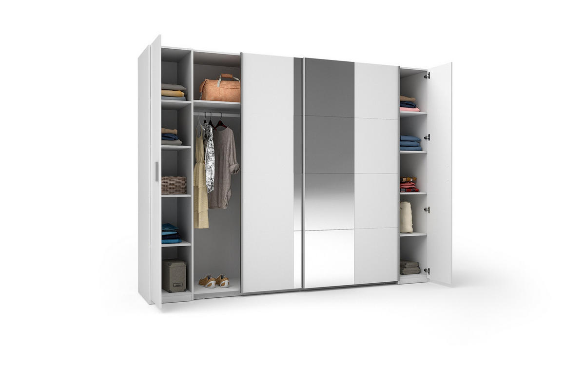 KLEIDERSCHRANK Weiß, Grau 270/208/61 - Weiß/Grau, Holzwerkstoff (270/208/61cm) - RAUMHIRSCH FURNITURE