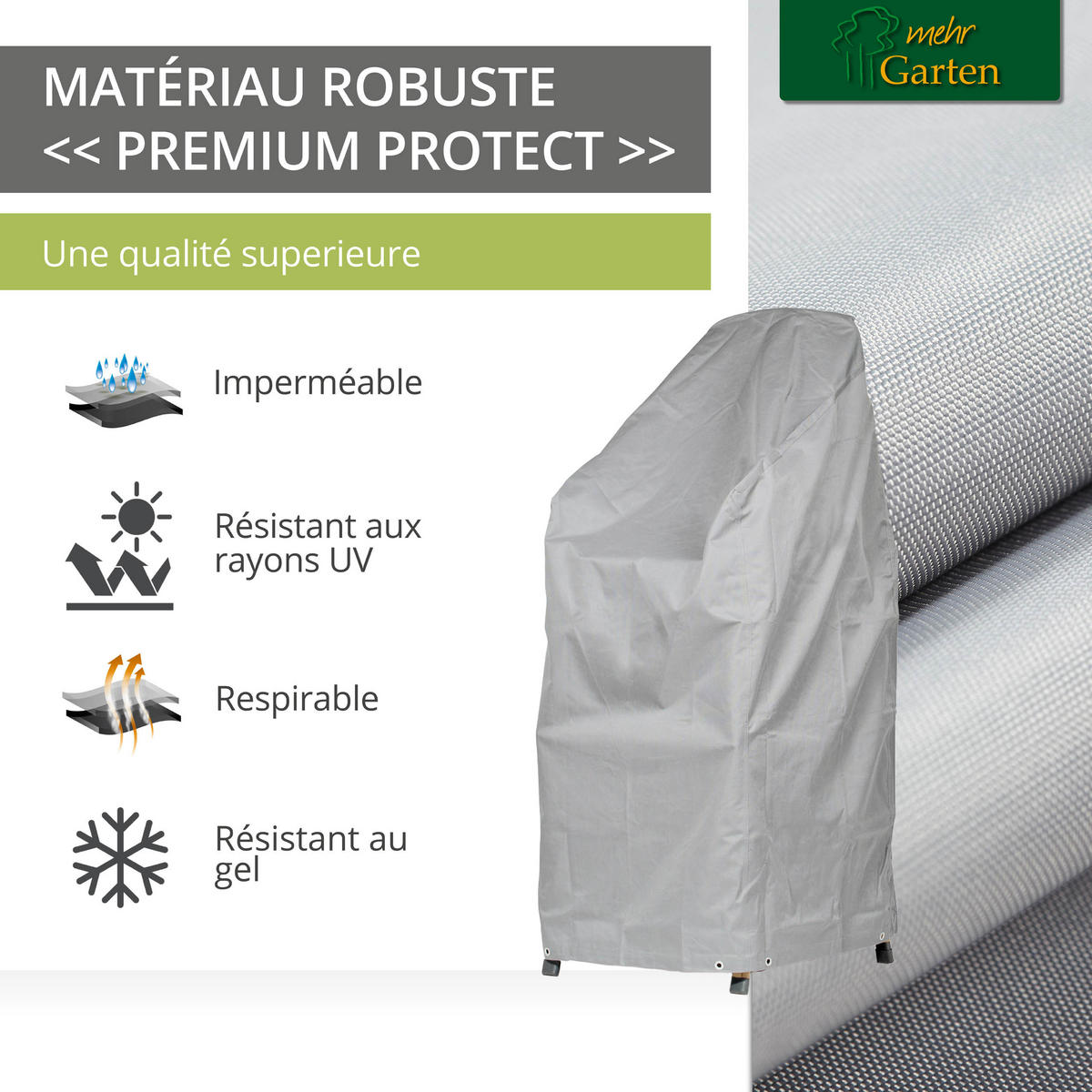 SCHUTZHÜLLE Stapelstuhl SHP-60007 - Grau, Kunststoff (68/150/98cm) - mehr Garten