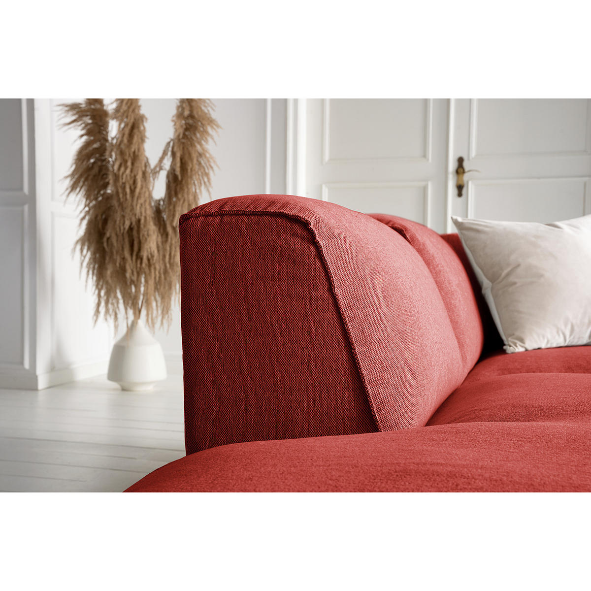 WOHNLANDSCHAFT mit Longchair - Rot/Schwarz, Kunststoff/Textil (325/71/235cm) - home24
