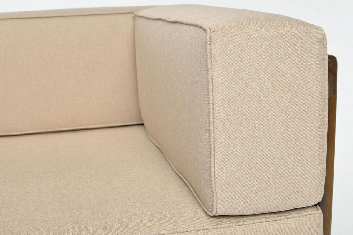 GARTENSOFA Eden Beige, mit Braun Gestell, Zweisitzer Sofa - Beige/Braun, Holzwerkstoff (137/72/77cm) - Bettso