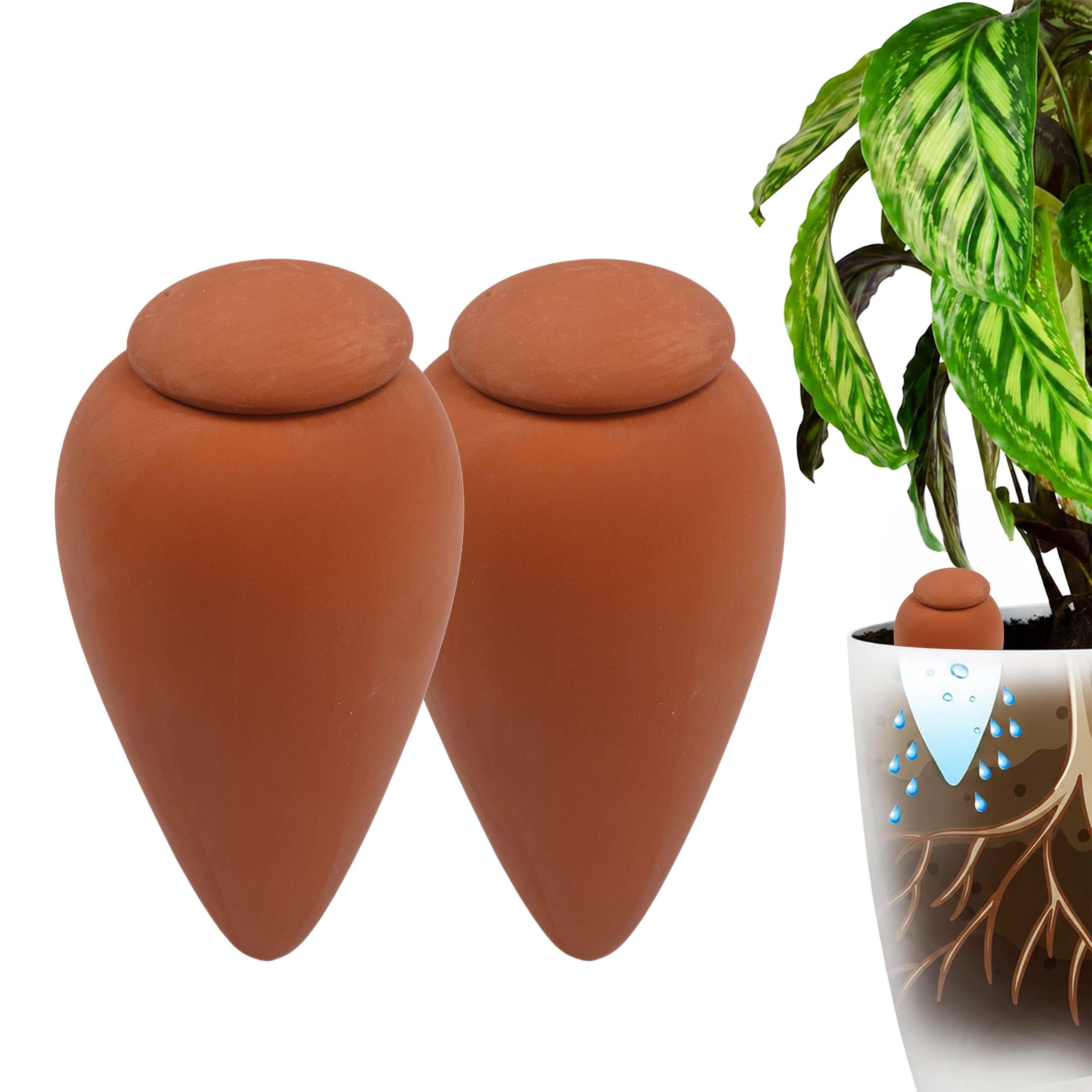 ZAVLAŽOVAČ Přírodní 2ks-Set s víčkem 350 ml - světle hnědá, keramika (8/16/8cm) - Relaxdays