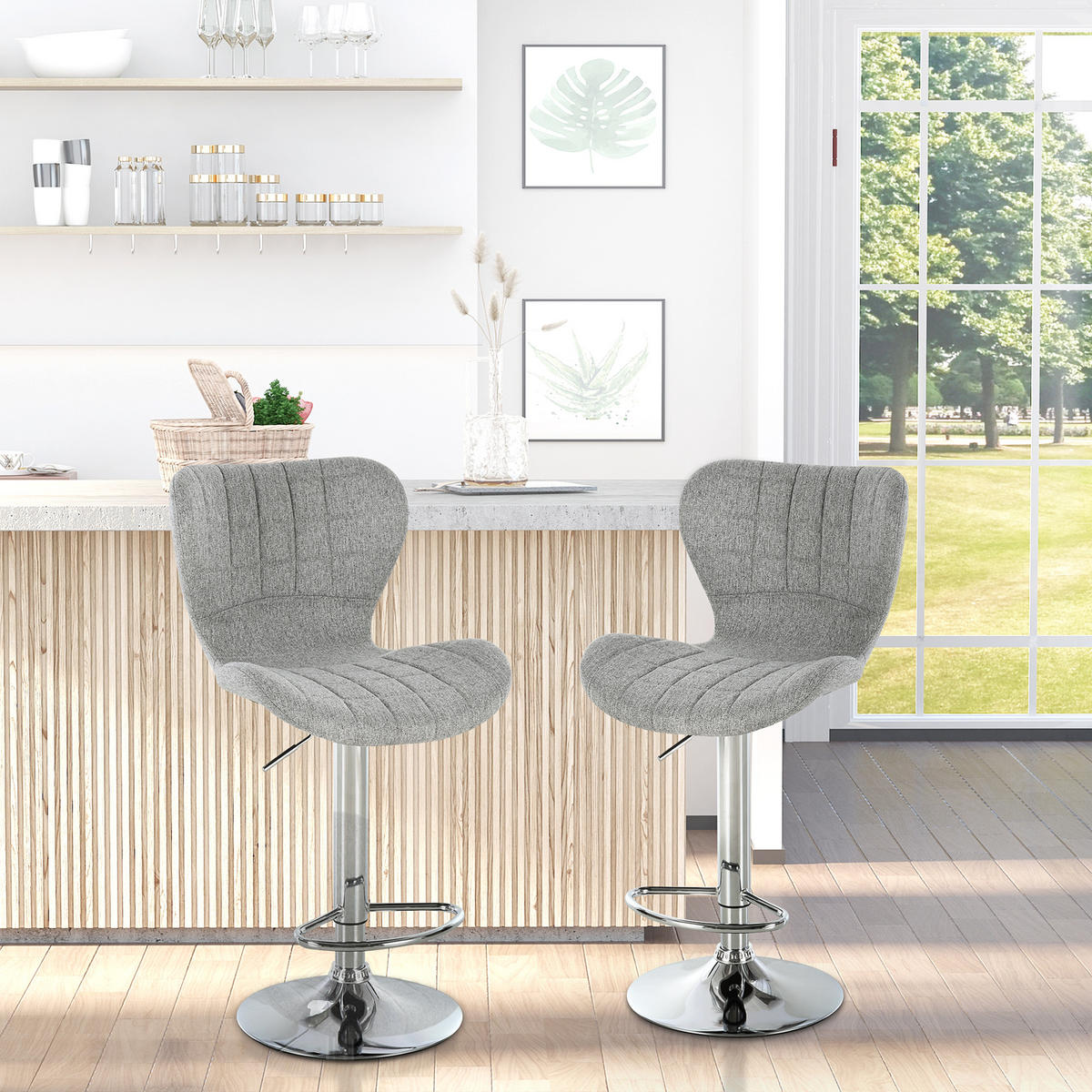 BARHOCKER 2er-Set DE-14687 höhenverstellbar & 360° schwenkbar Grau - Grau, Metall (51.5/111.5/47cm) - ComfortXL
