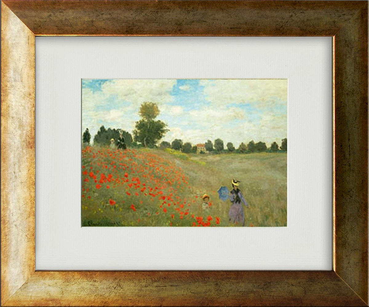BILD gerahmt 30x35 cm Claude Monet „Mohnfeld bei Argenteuil“ - Beige, Holz (40/33cm) - artissimo