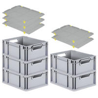 EUROBOX 5x Nextgen Economy Mit Auflagedeckel Grau/Gelb Griffe Offen 16 Liter - Gelb, Kunststoff (30/17/40cm) - PROREGAL