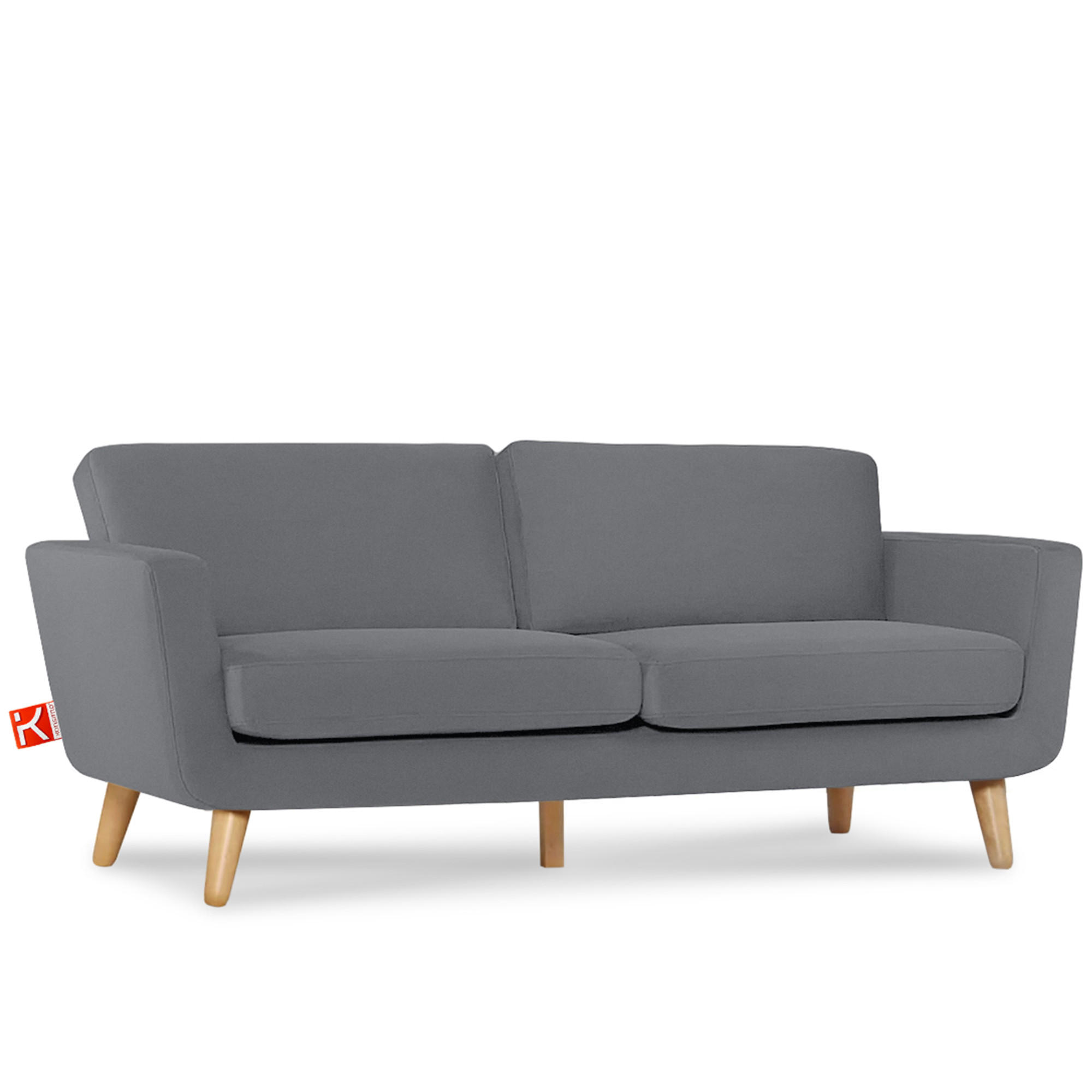 3-SITZER-SOFA TAGIO mit Armlehnen, Grau - Braun/Grau, Buchenholz/Textil (88/80/190cm) - KONSIMO®