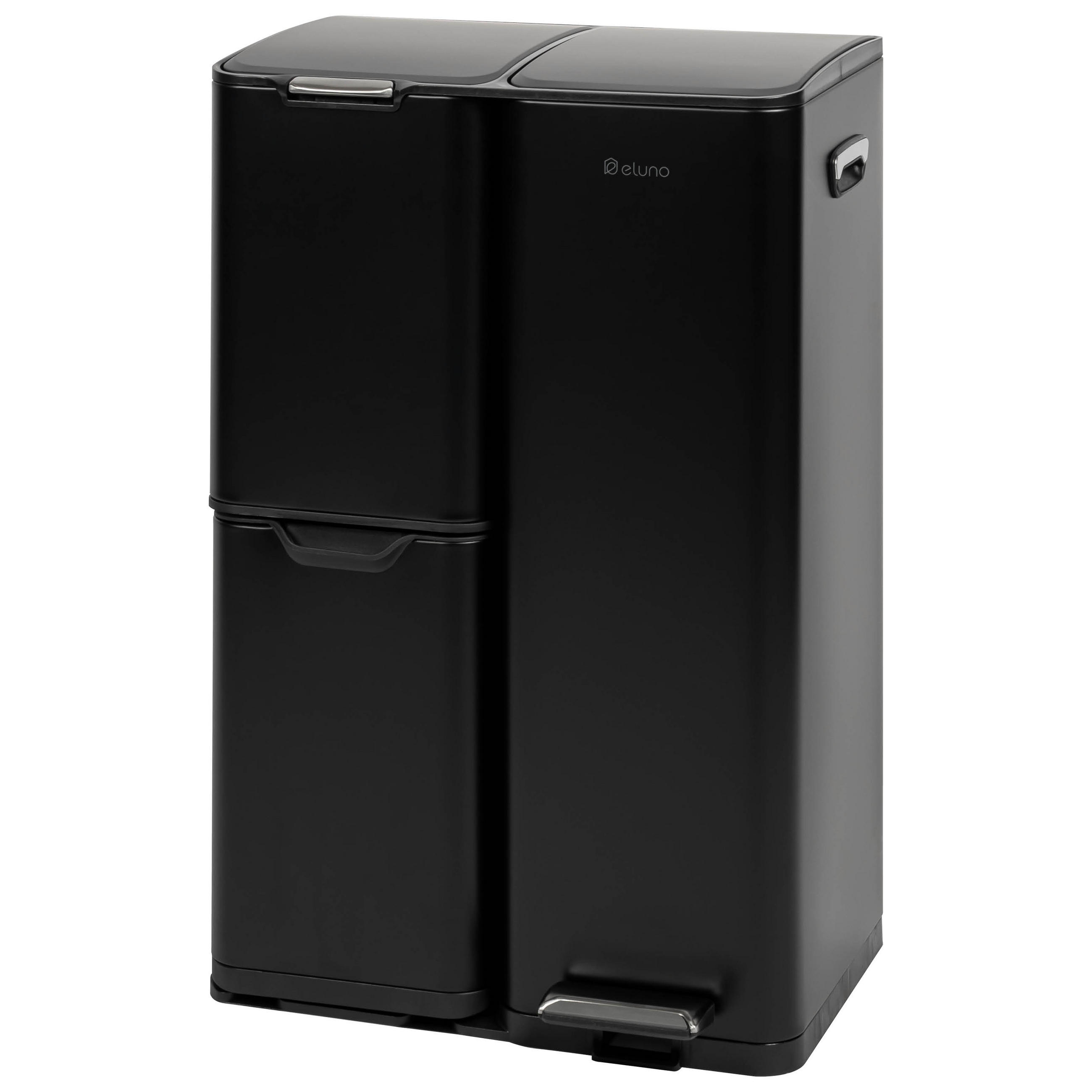 ABFALLEIMER, 54 Liter, aus Metall, schwarz - Schwarz, Metall (46/70.5/38.5cm) - eluno