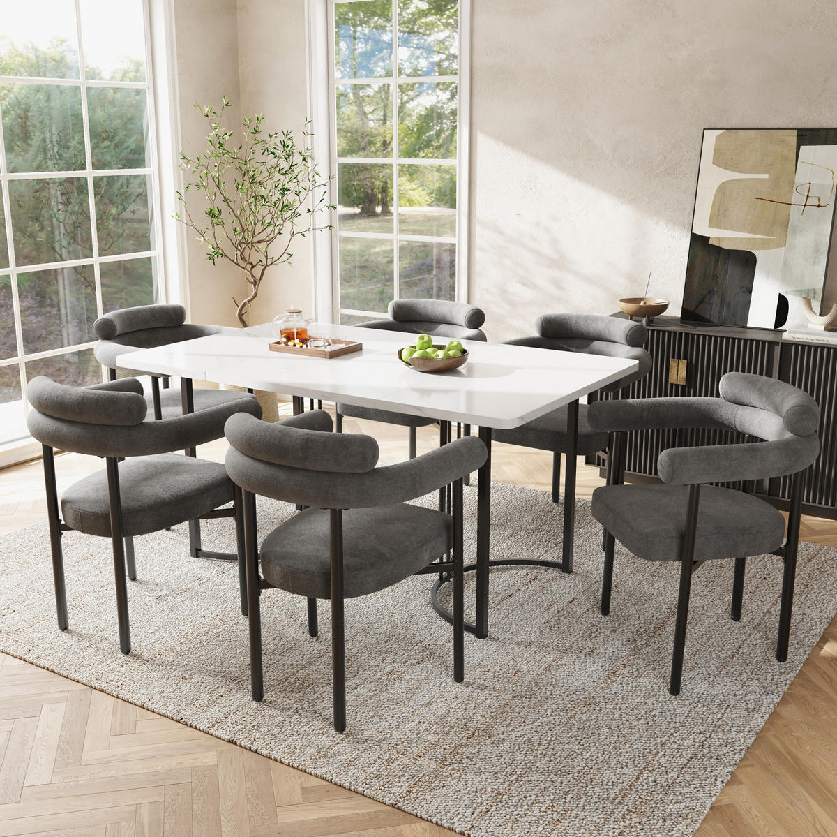 ESSZIMMERSTUHL mit ergonomischer Rückenlehne 70 x 62 x 84 cm Dunkelgrau 2er-Set - Dunkelgrau, Metall (62/84/70cm) - Meubliv
