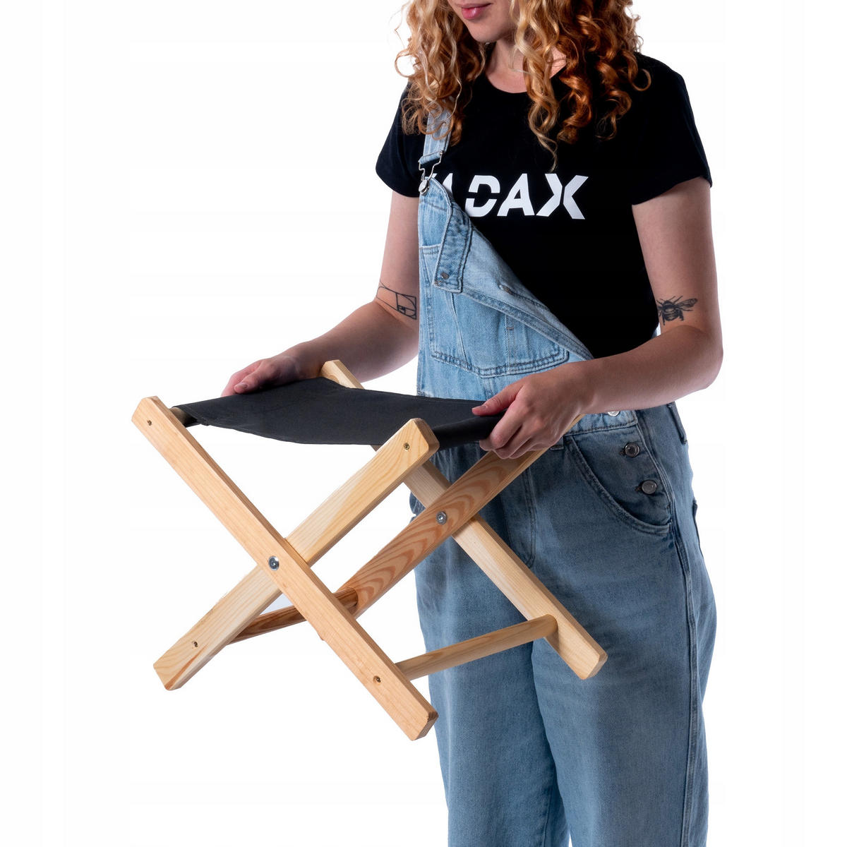 FALTHOCKER, Schwarz - Schwarz, Holz (31/40cm) - KADAX