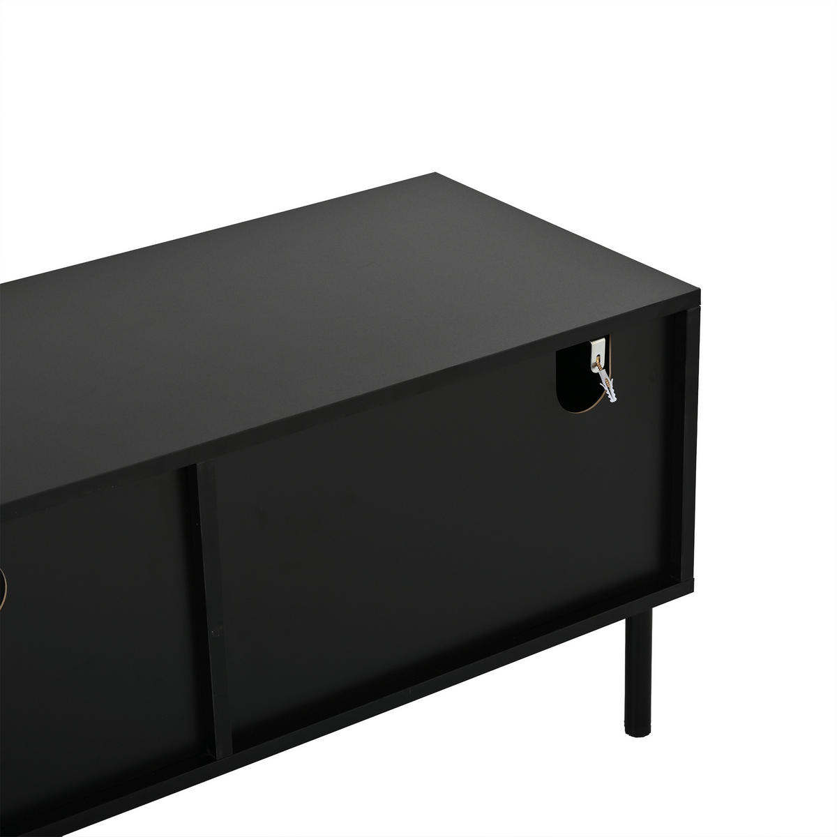LOWBOARD in Schwarz und Naturfarben TV-Schrank mit Schubladen für Wohnzimmer, B180/T40/H45 cm - Schwarz/Naturfarben, Holzwerkstoff (180/45/40cm) - STILVORA