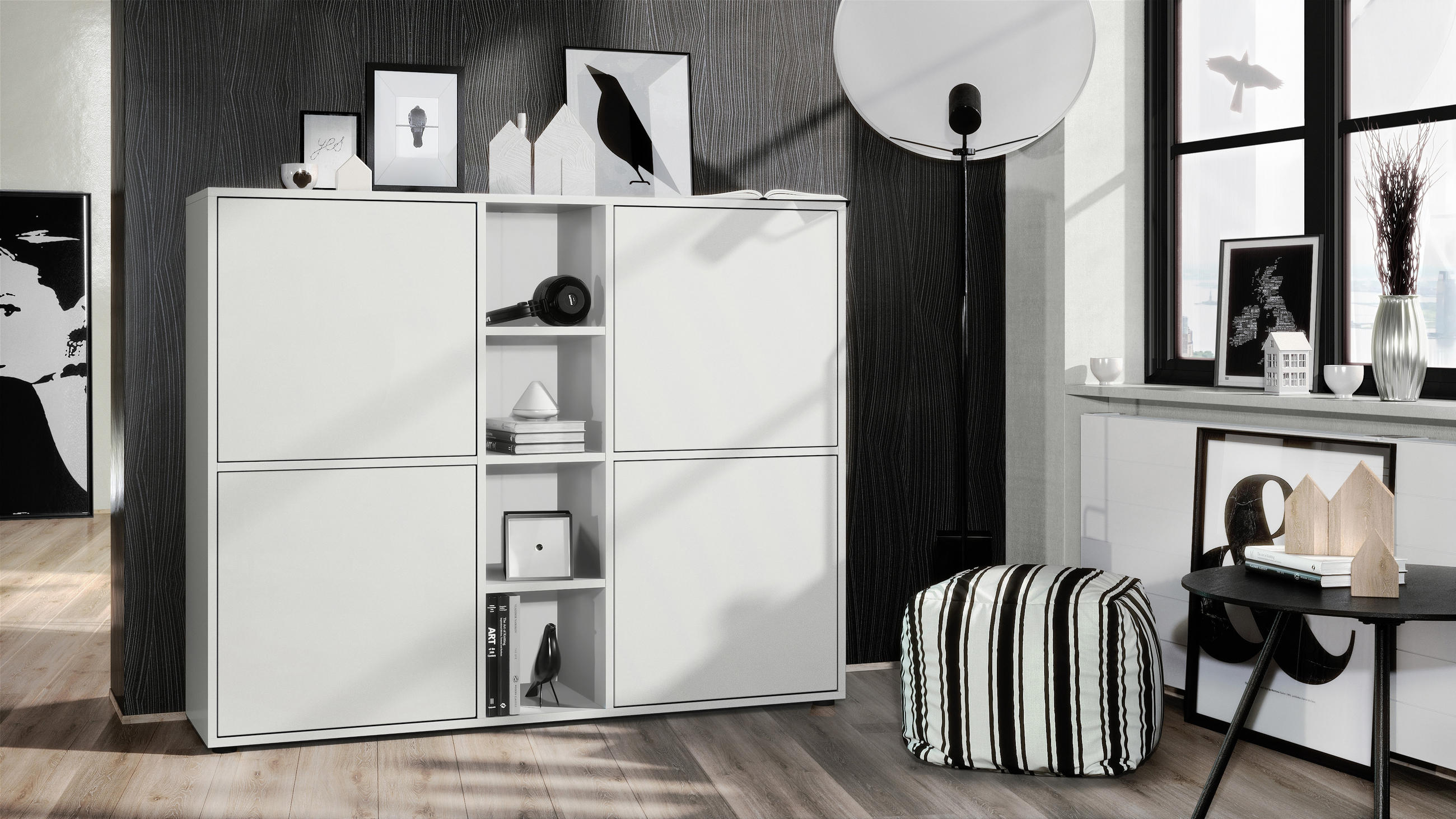 HIGHBOARD Cuba Türen in Weiß matt - Weiß, Holzwerkstoff (130.5/105.5/35.5cm) - Vladon