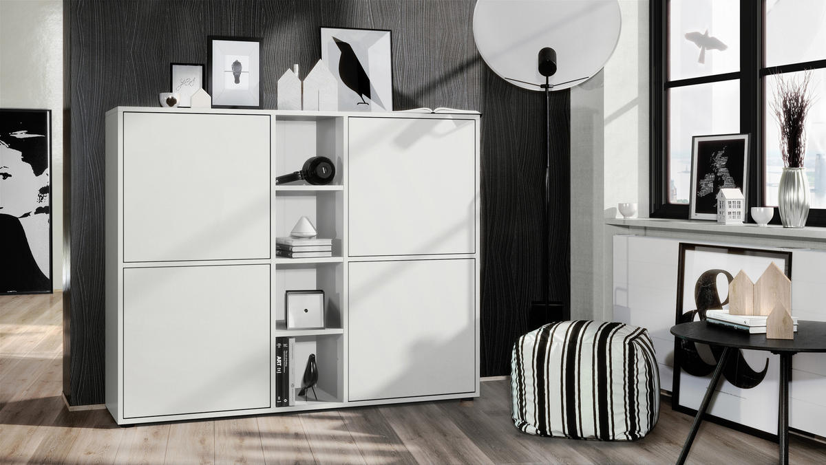 HIGHBOARD Cuba Türen in Weiß matt - Weiß, Holzwerkstoff (130.5/105.5/35.5cm) - Vladon