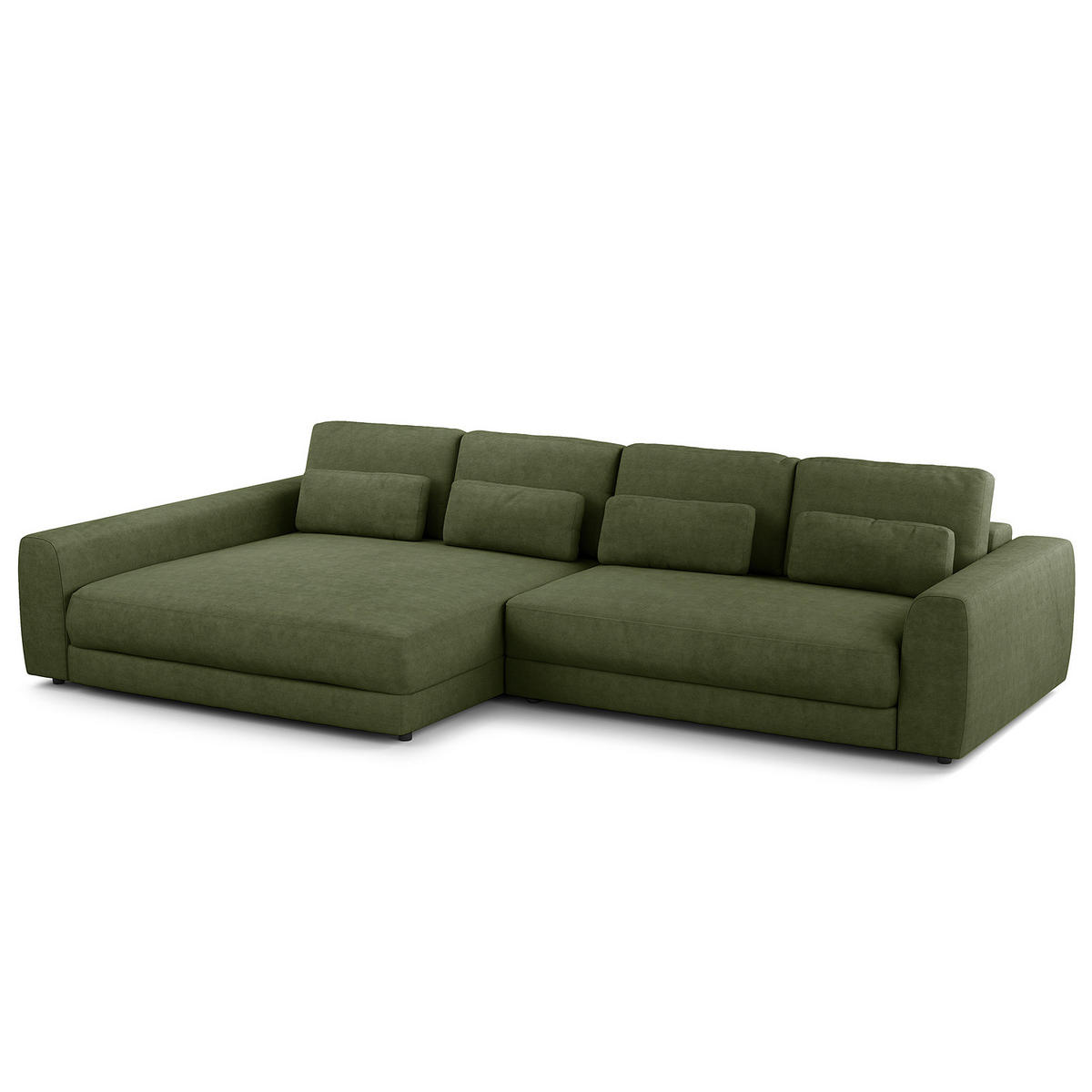 ECKSOFA mit XXL-Longchair - Schwarz/Grün, Kunststoff/Textil (323/182cm) - home24