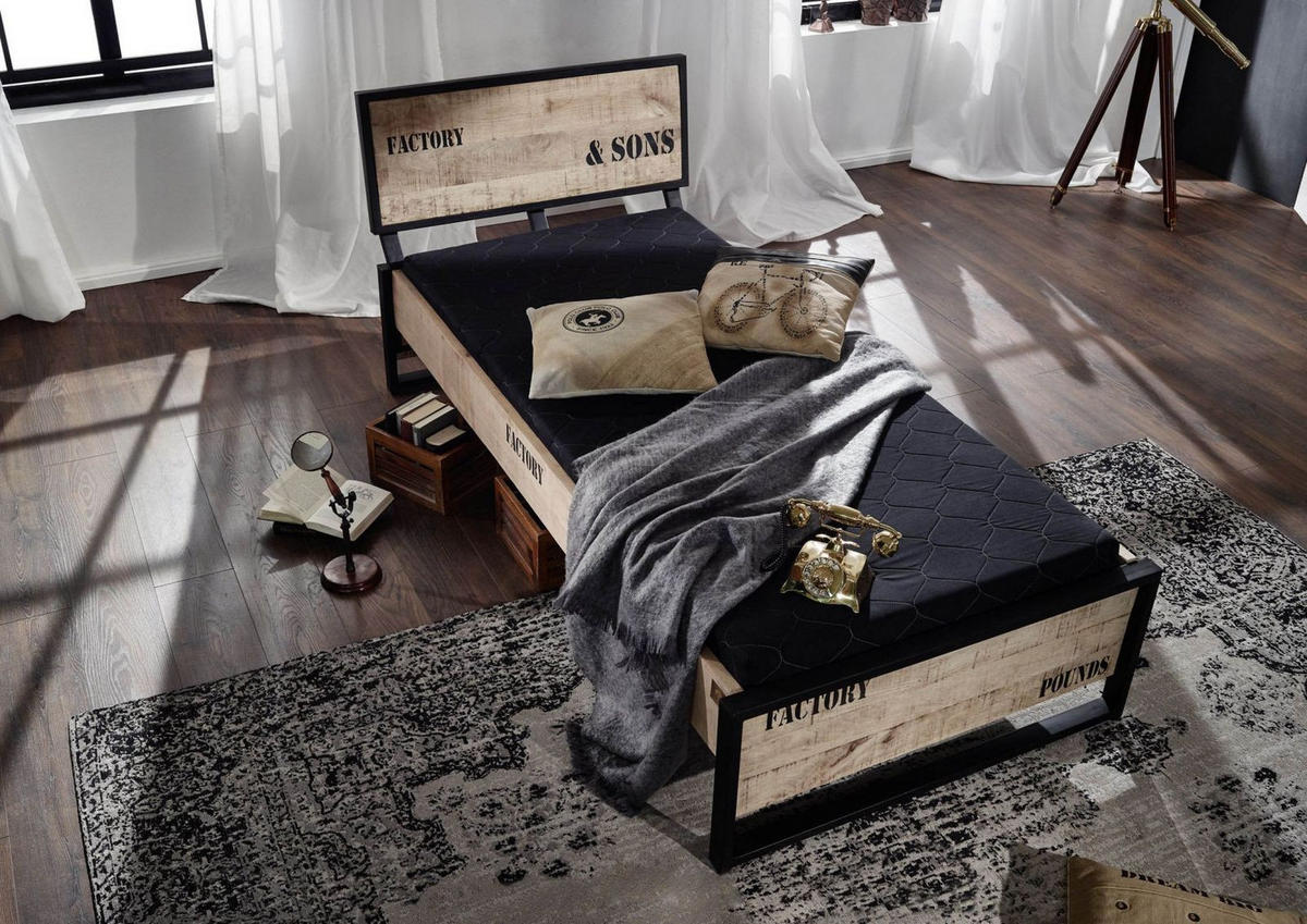 BETT Massivholz Mango 140 x 200 x 91 natur FACTORY #139 - Naturfarben, Holz (140/200cm) - Massivmoebel24
