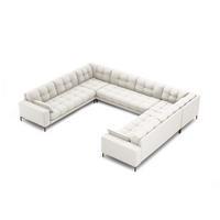 PANORAMASOFA Mamaia aus strukturiertem Stoff leichtes beige 9 Sitzplätze - Creme, Textil (256/75/337cm) - Micadoni