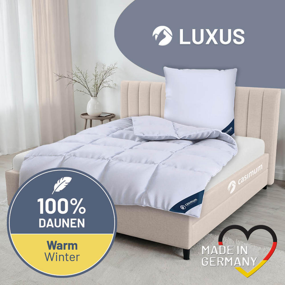 DAUNENDECKE 200x220 Warm, LUXUS Winterdecke 100% Daune - Weiß, Textil (200/220cm) - casimum