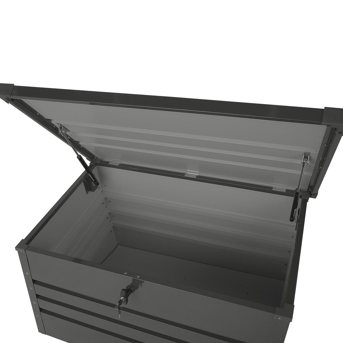AUFLAGENBOX Stahl graphitgrau 100/62 cm Cebrosa - Graphitfarben, Metall (100/64/62cm) - Beliani