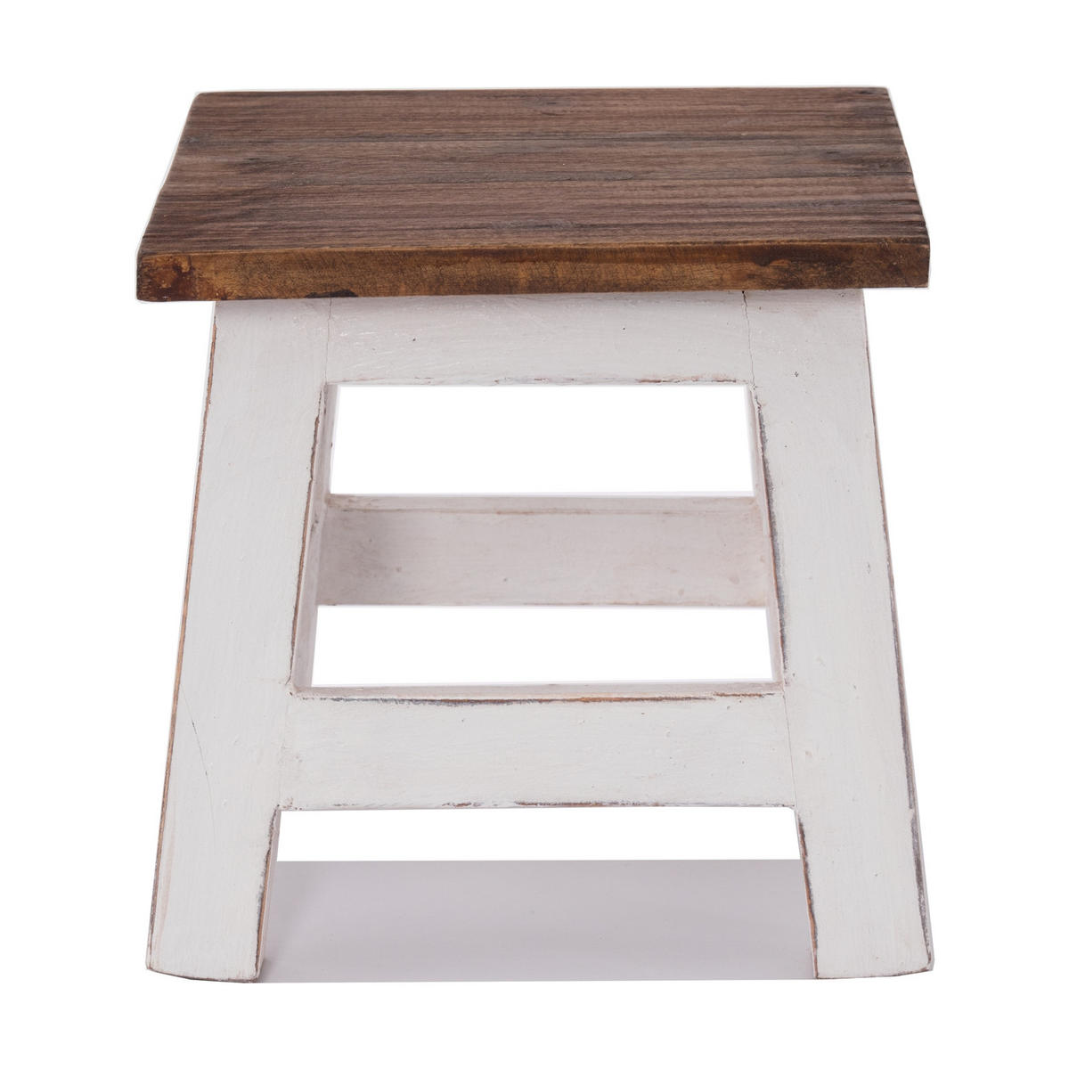 FUSSHOCKER PALO Mahagoni Recyclingholz 06 weiß-landhaus - Weiß, Holz (26/27/26cm) - DESIGN DELIGHTS