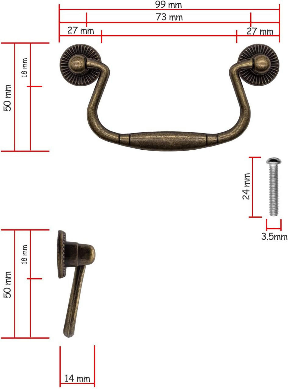 MÖBELGRIFF Bronze 2er-Set - Orange, Metall (5/5/9.9cm)