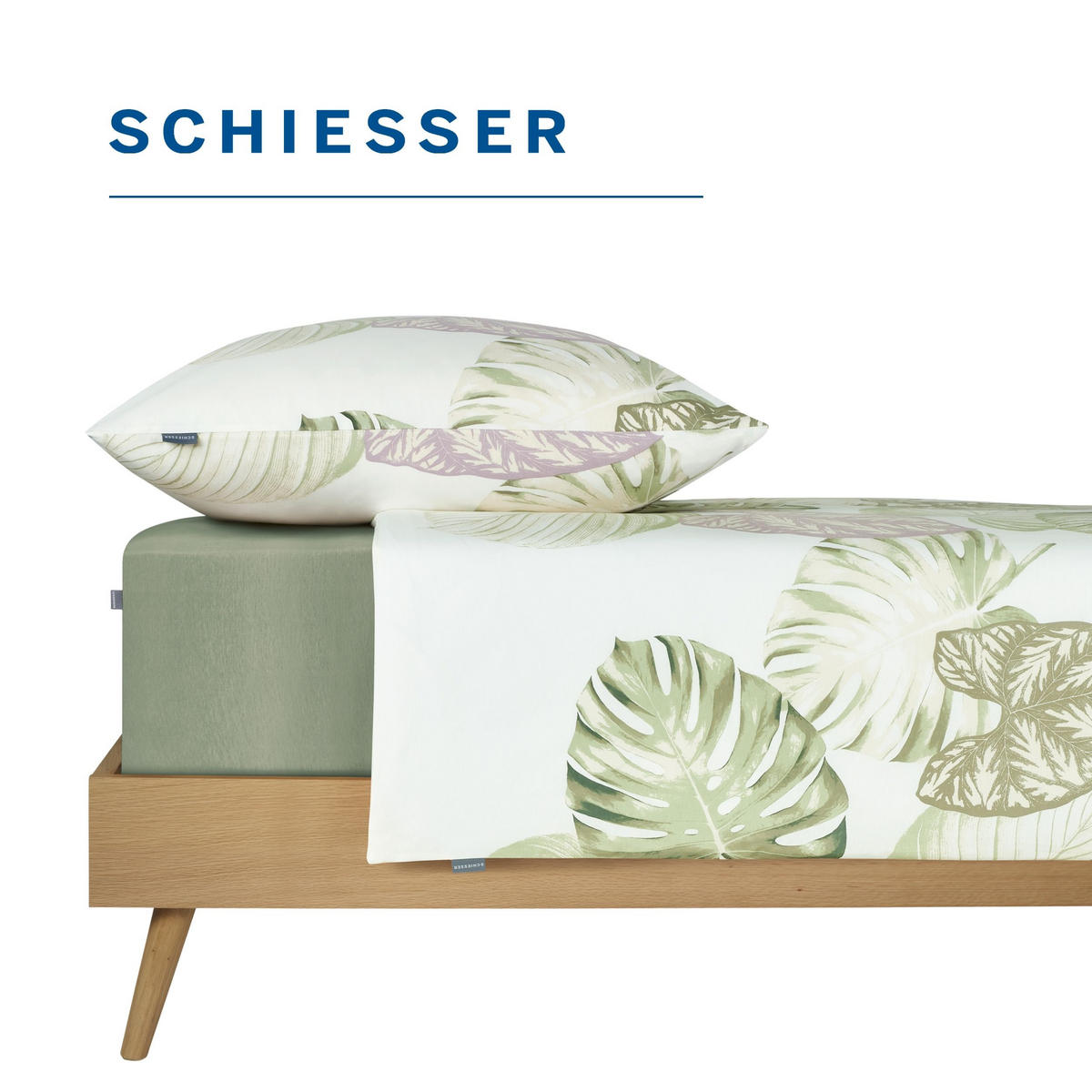 SPANNBETTLAKEN Elli 97 % Baumwolle, 3 % Elasthan 150x200 cm Hellgrün - Hellgrün, Textil (150/200cm) - SCHIESSER