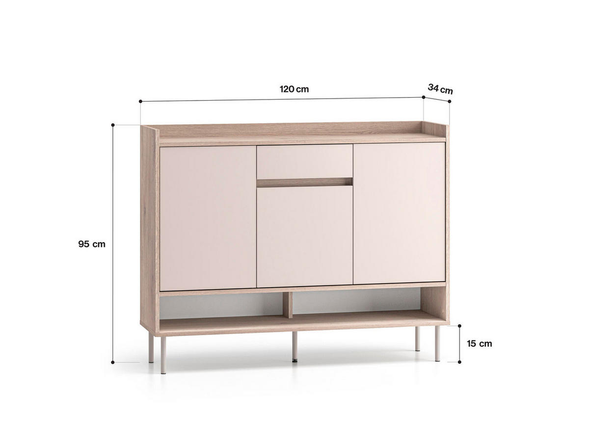 SIDEBOARD VOCO Beige 120x34x95 cm - Beige, Holzwerkstoff (120/95/34cm) - FURNLUX
