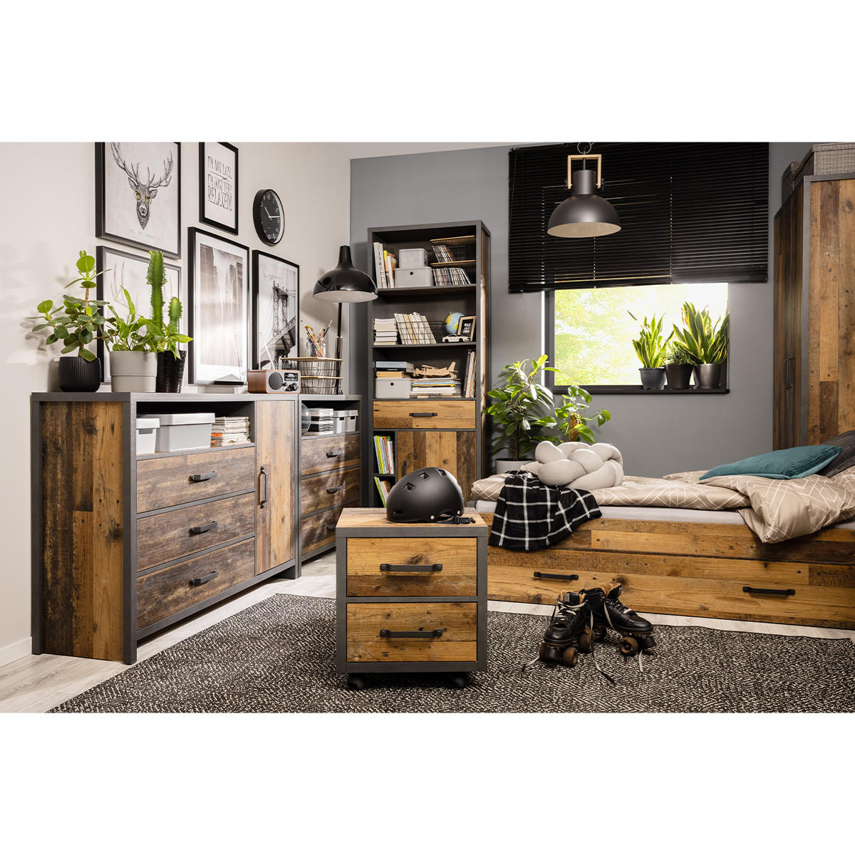 BÜCHERREGAL Paul Holz und Grau - Grau, Holzwerkstoff (75/200/40cm) - Petits-meubles