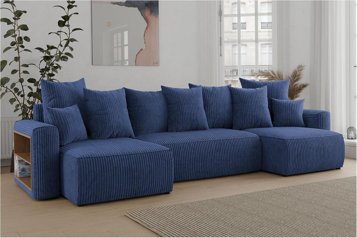 ECKSOFA SOLARIS U - Blau, Holzwerkstoff (312/142cm) - Meblini