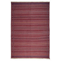 KELIM-TEPPICH handgewebt Kordi Rot, Violett 243/167 cm Schurwolle - Rot/Violett, Textil (167/243cm) - Looma