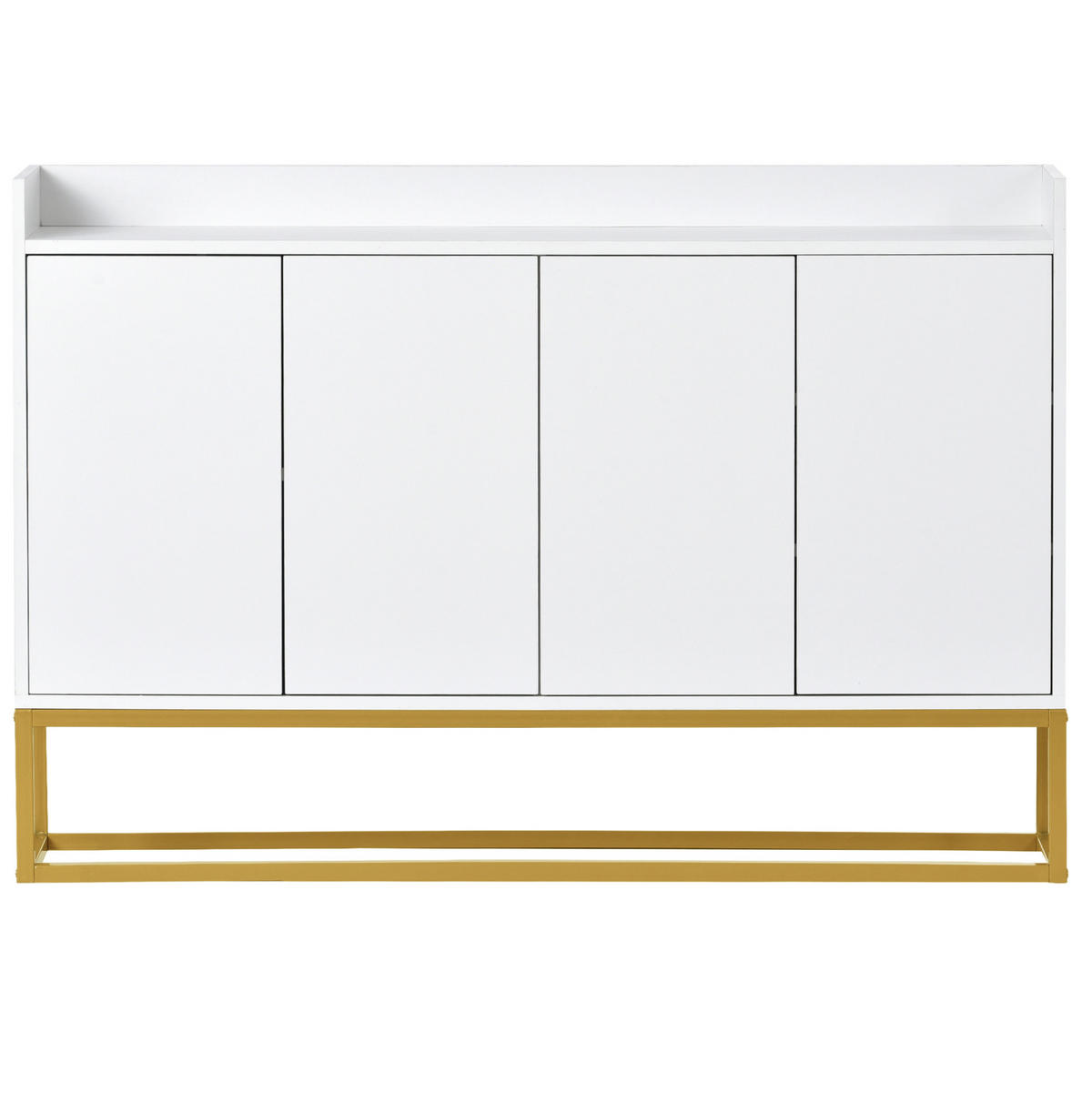 SIDEBOARD grifflos 120 x 30 x 80 cm Weiß 4-türig - Weiß, Holzwerkstoff (120/80/30cm) - Meubliv