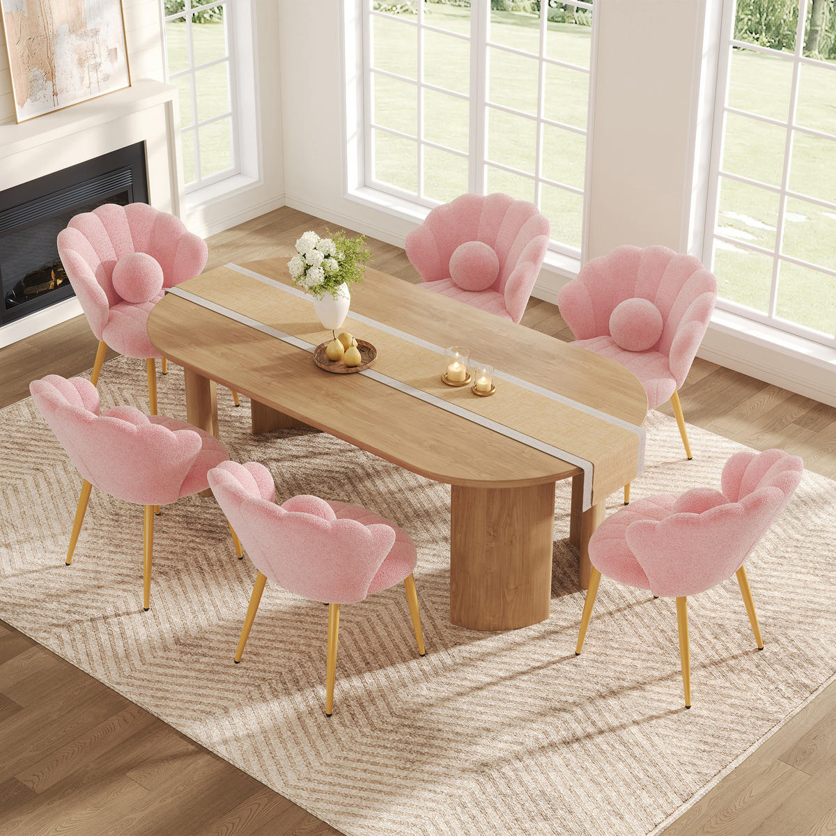 STUHL-SET 6 Stück Muschel-Design, DE-42124, Rosa - Pink, Holzwerkstoff (62.5/83/60cm) - ComfortXL