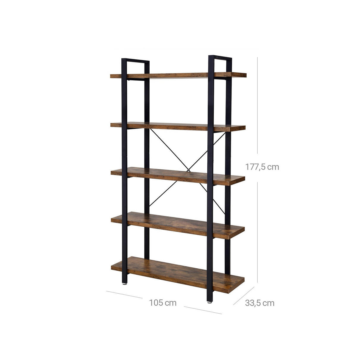 STANDREGAL BÜCHERREGAL - Braun, Holzwerkstoff (33.5/178/105cm) - Hansiro