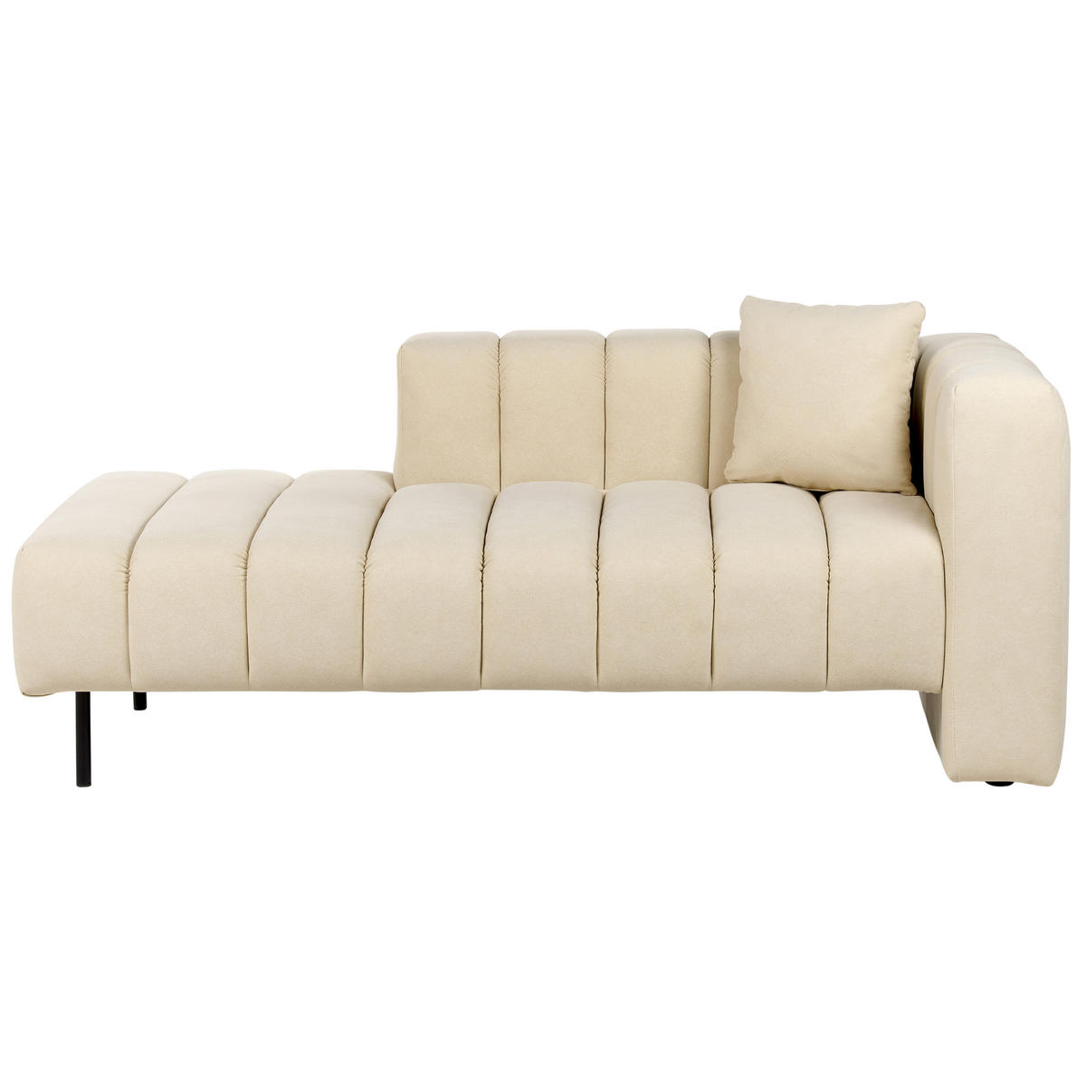 CHAISELONGUE Samtstoff beige rechtsseitig Lannils - Beige/Schwarz, Textil (156/67/76cm) - Beliani