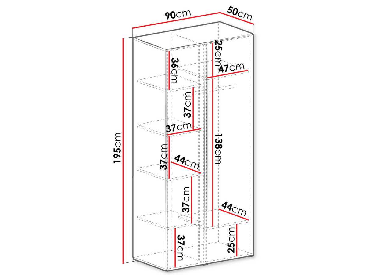 KLEIDERSCHRANK Luca LC03 - Schwarz/Grün, Holzwerkstoff/Kunststoff (90/195/50cm) - MIRJAN24